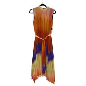 Tahari ASL Ombre' Pleated Trapeze Midi Dress Sz 6 Handkerchief Hem MSRP $169 NWT